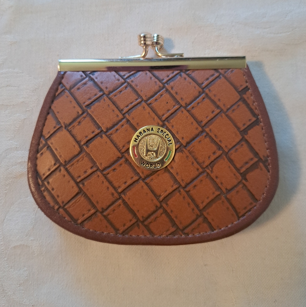 Habana Special World Faux Leather Coin Purse Hinged Gold Clasp